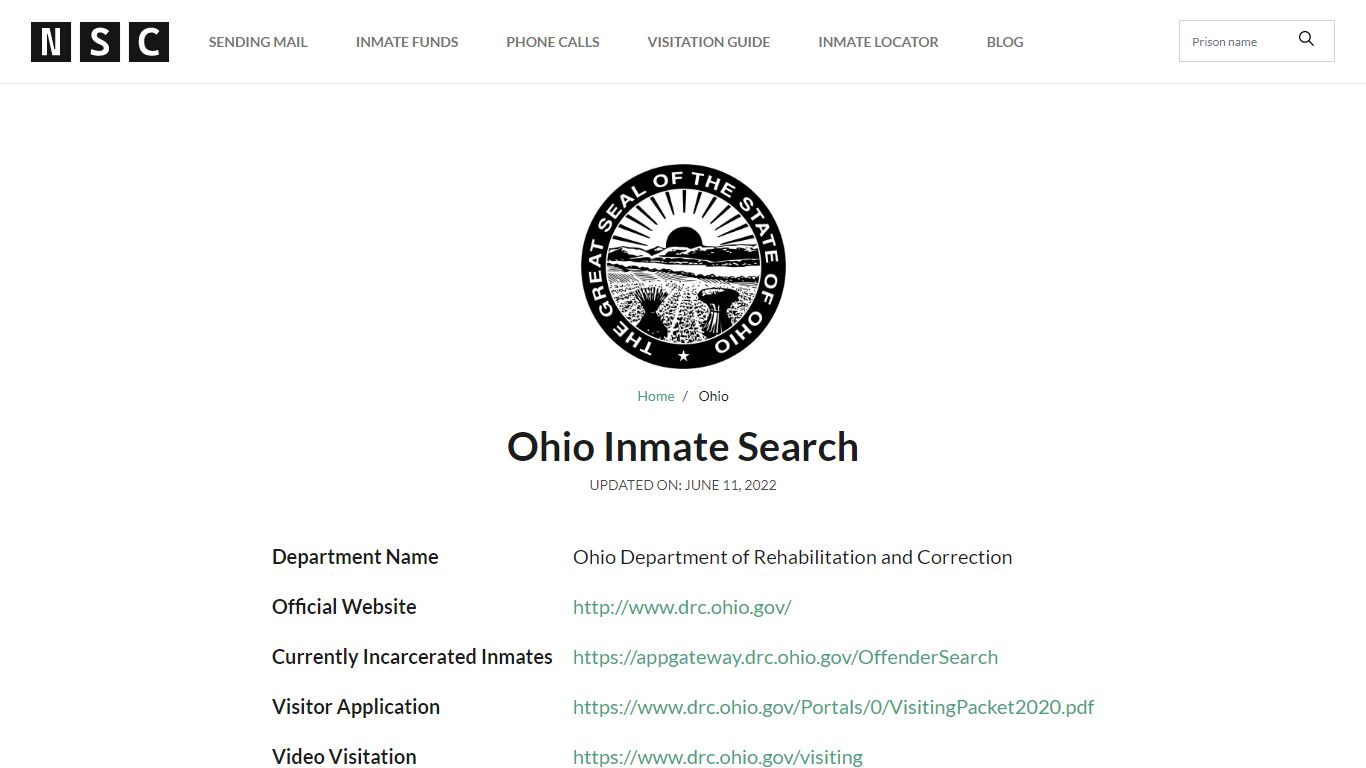Ohio Inmate Search – Ohio Department of Rehabilitation and ...